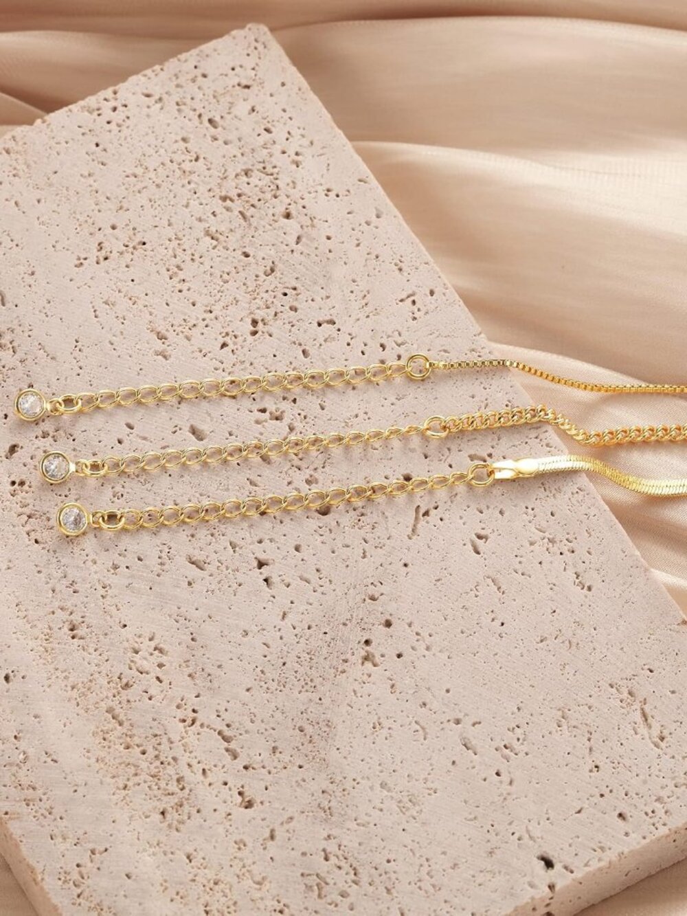 Layered Necklace Set for Women Stackable | Herringbone Snake Cuban Rope Chain, D - Picture 7 of 9